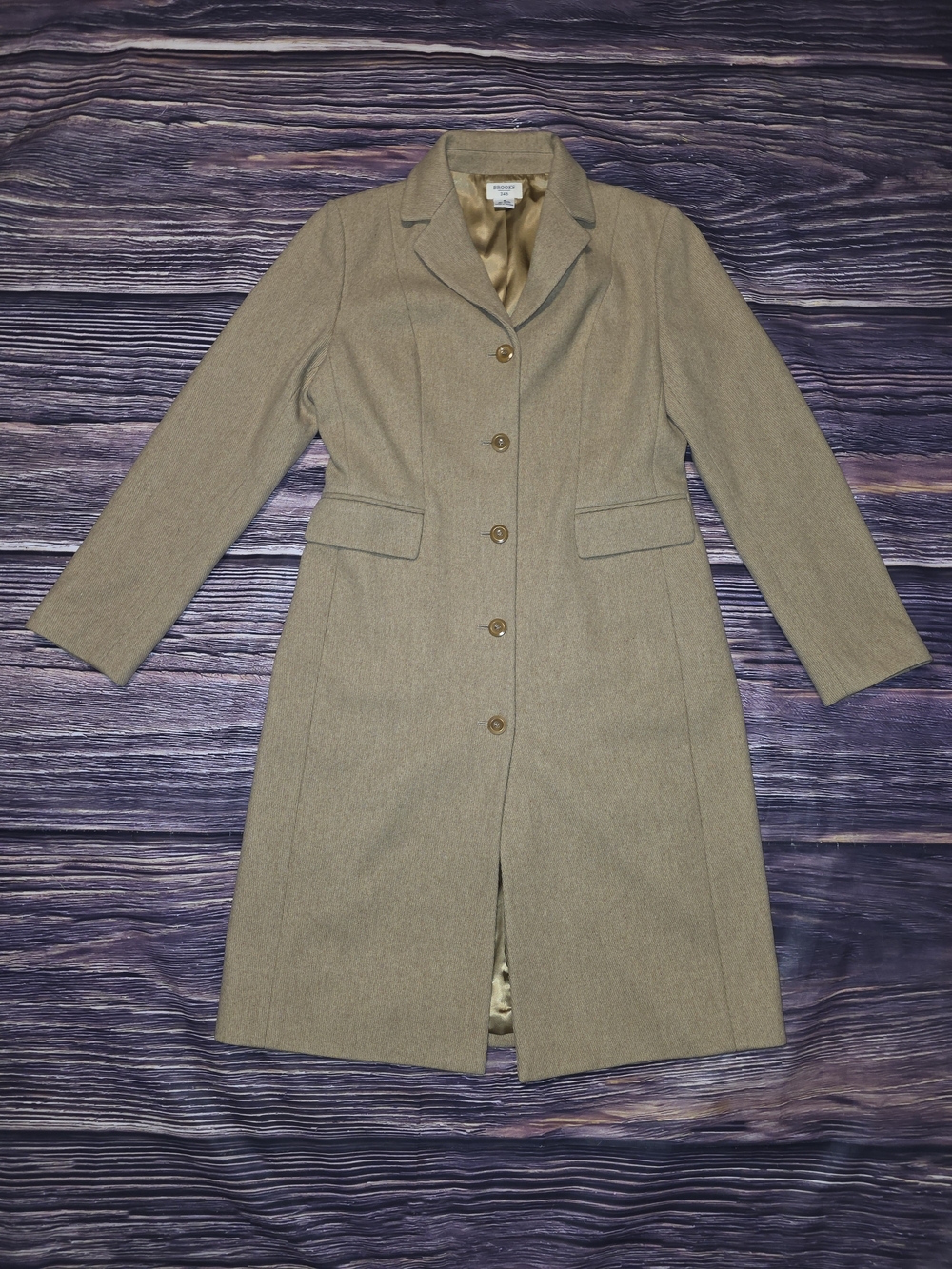 Brooks Brothers 346 Taupe Wool-Blend Single-Breasted Trench Coat NWOT